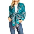 thumbnail image 1 of Sakkas Tawny Reversible Butterfly Pashmina/ Shawl/ Wrap/ Stole - Aqua - One Size Regular, 1 of 5