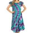 thumbnail image 1 of Sakkas Trila Women's Casual Summer Lace Boho Short Sleeve Midi Loose Dress Flowy - GreenPurple - Plus Size, 1 of 5