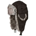 thumbnail image 1 of Sakkas Unisex Weatherproof Nylon Faux Fur Lined Winter Earflap Bomber Trooper Aviator Hat - Black - One Size, 1 of 2