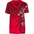 thumbnail image 1 of Sakkas Vines and Fleur De Lis Metallic V-Neck Mens T-Shirt - Red - XL, 1 of 2