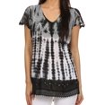 thumbnail image 1 of Sakkas Violet Embroidery Tie Dye Sequin Accents Blouse / Top - Black - Plus Size, 1 of 5