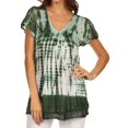 thumbnail image 1 of Sakkas Violet Embroidery Tie Dye Sequin Accents Blouse / Top - Dark Green - One Size, 1 of 5