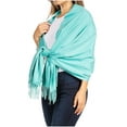 thumbnail image 1 of Sakkas Warm Iris Super Soft Pashmina Shawl / Scarf with Fringes - Turq - One Size Regular, 1 of 5