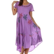 Sakkas Watercolor Palm Tree Tank Caftan Dress - Purple - One Size