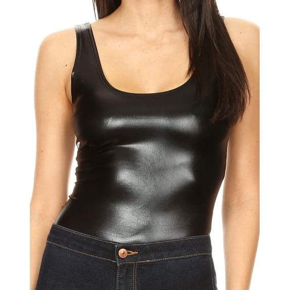 Sakkas Woemn's Gymnastics Dance Party Metallic Bodysuit Leotard Top Made in USA - Black - 2X