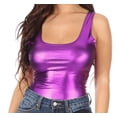 thumbnail image 1 of Sakkas Woemn's Gymnastics Dance Party Metallic Bodysuit Leotard Top Made in USA - Purple - Large, 1 of 5