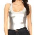 thumbnail image 1 of Sakkas Woemn's Gymnastics Dance Party Metallic Bodysuit Leotard Top Made in USA - Silver - 2X, 1 of 5