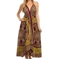 thumbnail image 1 of Sakkas Women's Batik Medallion Handkerchief Hem Adjustable Dress - Chocolate / Mehandi - OS, 1 of 4