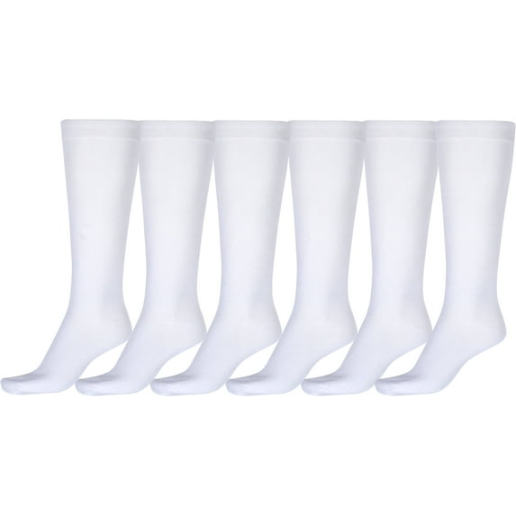 Sakkas Women's Cotton Blend Knee High Socks Assorted Pack - White 6-Pack - 9-11