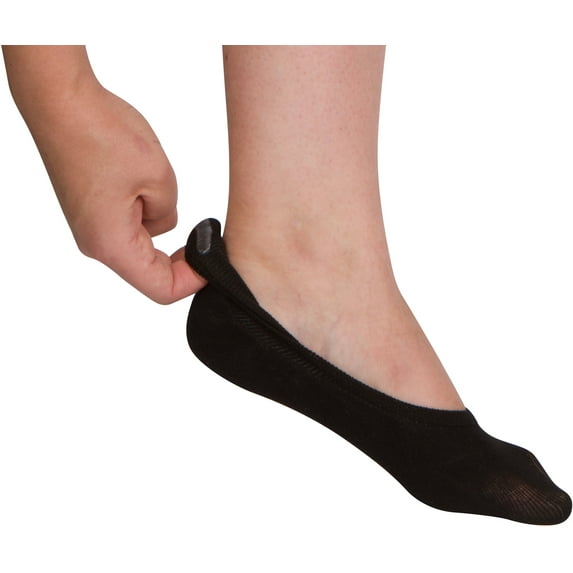 Sakkas Women's Footsies Solid Shoe Foot Invisible Liner No Show Socks - 4 Pack - Black - 5-8