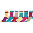 thumbnail image 1 of Sakkas Women's Fun Colorful Design Poly Blend Crew Socks Assorted 6-Pack - Stripe3 - 9-11, 1 of 2