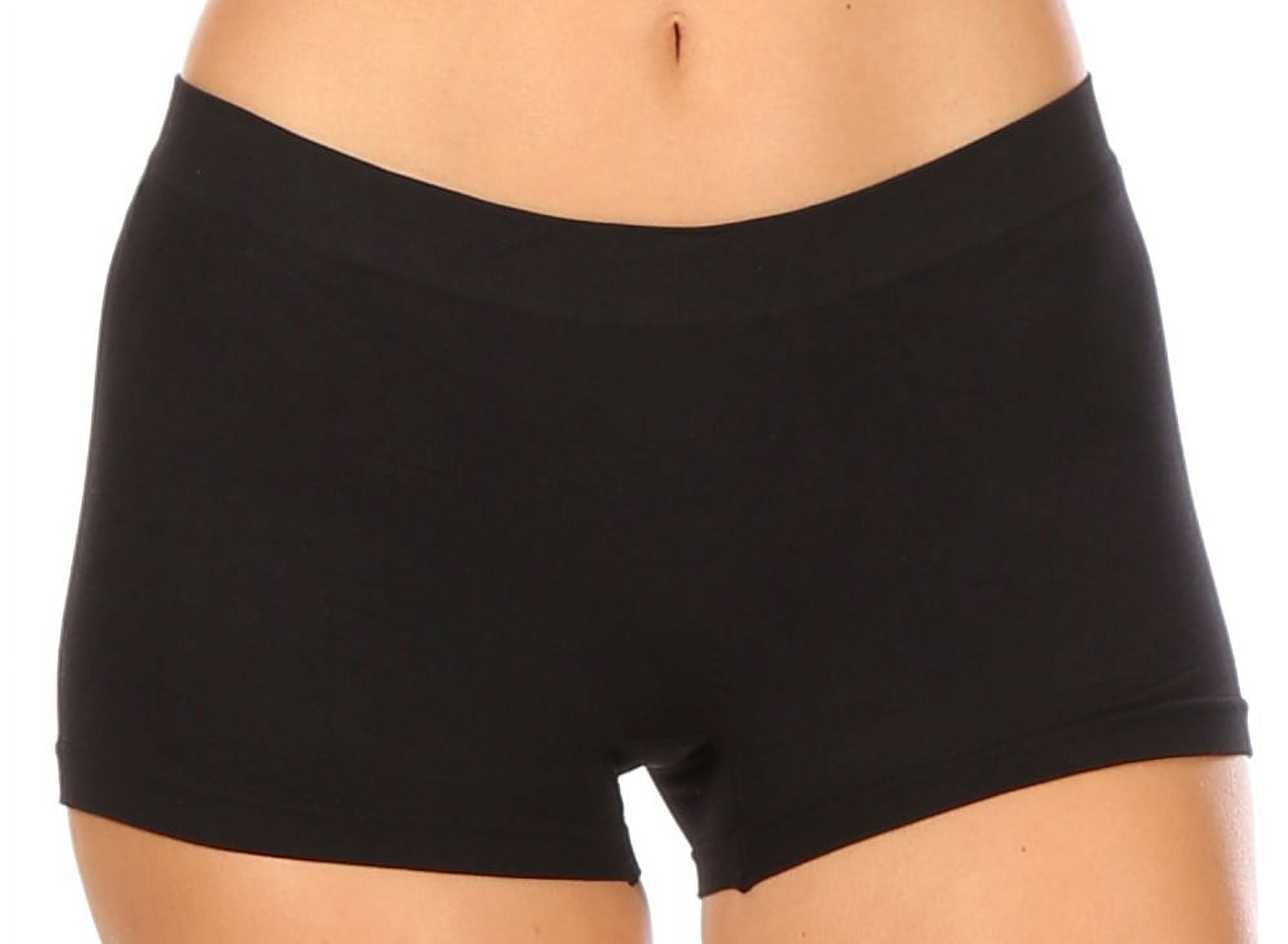 Sakkas Women's Seamless Stretch Boy Short Panties (6 Pack) Black One Size