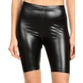 thumbnail image 1 of Sakkas Women's Shinny Metallic Bike Shorts Stretchy Unisex - Made in USA - Black - 2X, 1 of 5