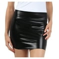thumbnail image 1 of Sakkas Women's Shiny Metallic Liquid Mini Skirt - Black - Small, 1 of 8