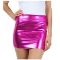 thumbnail image 1 of Sakkas Women's Shiny Metallic Liquid Mini Skirt - Pink - X-Large, 1 of 8