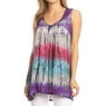 thumbnail image 1 of Sakkas Women's Tie Dye Floral Sequin Sleeveless Blouse - Purple - One Size, 1 of 11