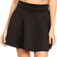 thumbnail image 1 of Sakkas Womens Basic Versatile Stretchy Flared Casual Mini Skater Skirt Made in USA - Black - Medium, 1 of 5