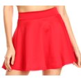 thumbnail image 1 of Sakkas Womens Basic Versatile Stretchy Flared Casual Mini Skater Skirt Made in USA - Red - Large, 1 of 5