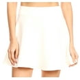 thumbnail image 1 of Sakkas Womens Basic Versatile Stretchy Flared Casual Mini Skater Skirt Made in USA - White - Large, 1 of 5