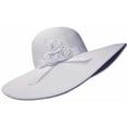 thumbnail image 1 of Sakkas Womens UPF 50+ 100% Paper Straw Ribbon Flower Accent Wide Brim Floppy Hat - White - One Size, 1 of 1