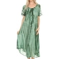 thumbnail image 1 of Sakkas Yasmin Tie Dye Embroidered Sheer Cap Sleeve Sundress | Cover Up - Green - One Size Regular, 1 of 5