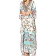 thumbnail image 1 of Sakkas Yeni Women's Short Sleeve V-neck Summer Floral Long Caftan Dress Cover-up - 471 - One Size, 1 of 5