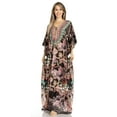 thumbnail image 1 of Sakkas Yeni Women's Short Sleeve V-neck Summer Floral Long Caftan Dress Cover-up - 493 - One Size, 1 of 5