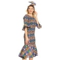 thumbnail image 1 of Sakkas Zarah Women's African Ankara Body-con Off shoulder Mermaid Pocket Dress - 48-Multi - Regular-MidLength, 1 of 5