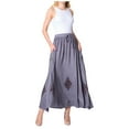 thumbnail image 1 of Sakkas Zarah Women's Boho Embroidery Gypsy Skirt with Lace Elastic Waist Pockets - P-Grey - One Size Regular, 1 of 5