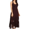 thumbnail image 1 of Sakkas Zendaya Stonewashed Rayon Embroidered Floral Vine Sleeveless V-neck Dress - Chocolate - L/XL, 1 of 5