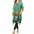 thumbnail image 1 of Sakkas Zeni Women's Short sleeve V-neck Summer Floral Print Caftan Dress Cover-up - 439 - One Size, 1 of 5