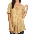 thumbnail image 1 of Sakkas Zoya Marbled Embroidery Cap Sleeves Blouse / Top - Lightsand - Plus Size, 1 of 5