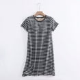 thumbnail image 1 of Sakmal 100% Cotton Nightgowns Women Comfy Loungewear Gray Striped Short Sleeve Nightgowns for Women, 1 of 5