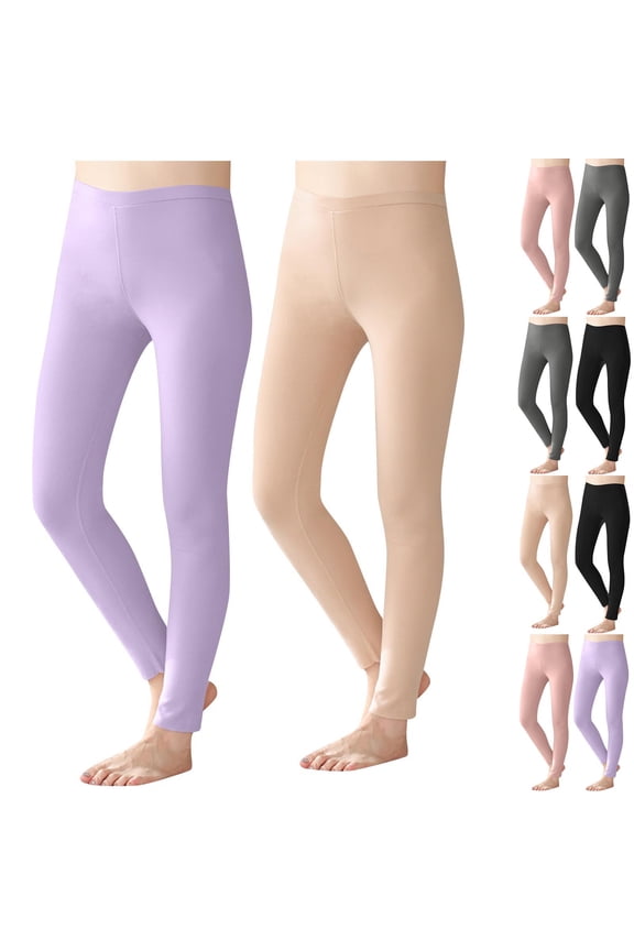 2 Pair Fleece Lined Tights Footless 80D Nude Leggings Soft Women's Tight
