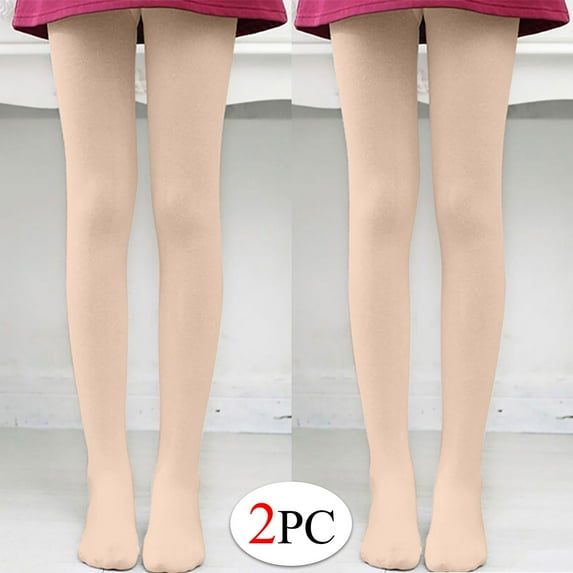 Sakmal 2 Pair Fleece Lined Tights Nude 80D Dance Pantyhose High Waisted Tight for Women