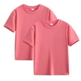 thumbnail image 1 of Sakmal 2pc Kids Clothes Boy And Girl Pink Short Sleeve Crew Neck Solid 3-14y Cotton Boys And Girls Outfits 7-8, 1 of 6