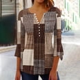 thumbnail image 1 of Sakmal 3/4 Sleeve Womens Plus Size Tops Floral Slim Bell Sleeves V-Neck Tunic Ladies Shirts and Tops, 1 of 5