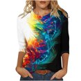 thumbnail image 1 of Sakmal 3/4 Sleeve Womens Shirts for Summer Graphic Bird Crew Neck T-Shirts Womens Shirts for Summer, 1 of 3