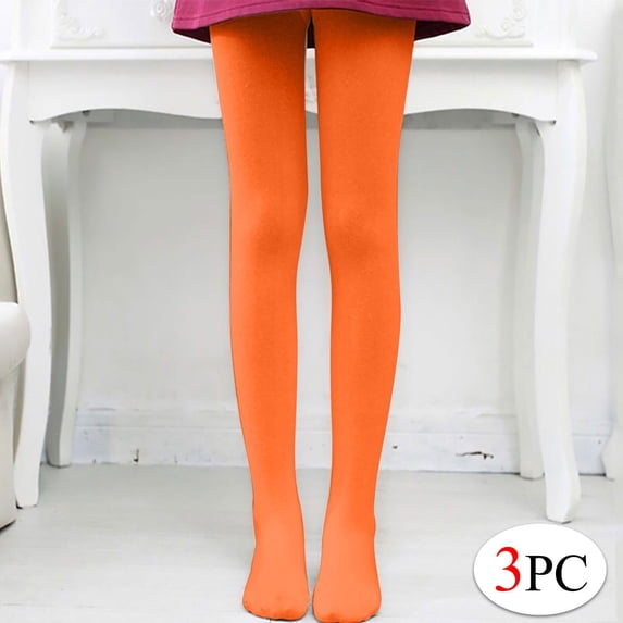 Sakmal 3 Pair Fleece Lined Tights Women Dance Orange Plus Size Pantyhose Soft Ladies Tight