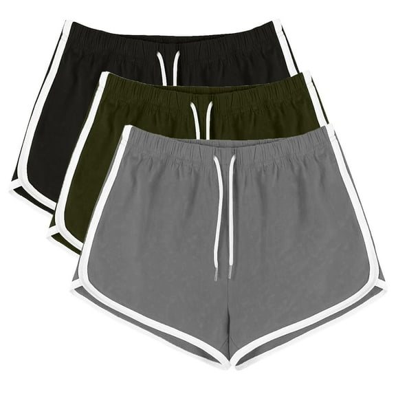 Sakmal 3PC Womens Shorts Dolphin Yoga Green Running 3 Inch Inseam Mid Rise Solid Shorts
