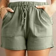 thumbnail image 1 of Sakmal Green Shorts Womens High Waisted Straight Leg Solid 5" Leisure Shorts with Pockets, 1 of 8