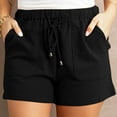 thumbnail image 1 of Sakmal Shorts Womens Straight Leg High Waisted Black Leisure 5" Solid Shorts with Pockets, 1 of 7