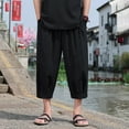 thumbnail image 1 of Sakmal 7/8th Available in Big & Tall Black Chino Pant Lightweight Linen Solid Fashion Trousers for Mens, 1 of 7