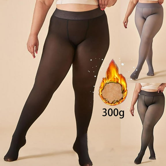 Sakmal 80D Fleece Lined Black Tights Plus Size Pantyhose Soft Womens Tight