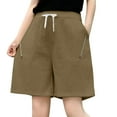 thumbnail image 1 of Sakmal A Line Women Shorts Chino Plus Size Green 8" Solid High Waisted Shorts with Pockets, 1 of 5