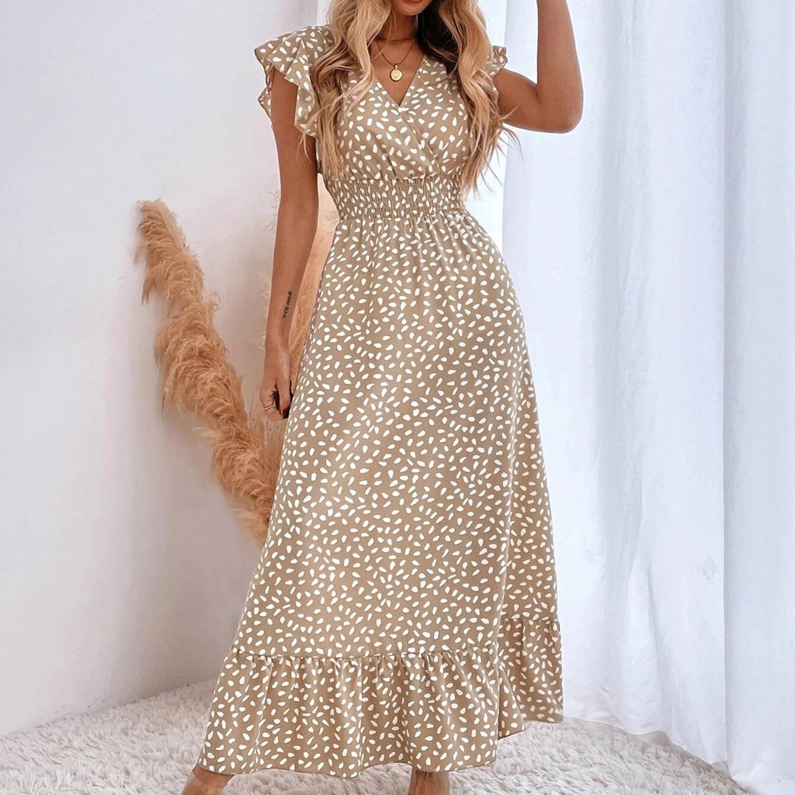 Yellow Aloha Summer Sleeveless Ruffle Dress main image 0