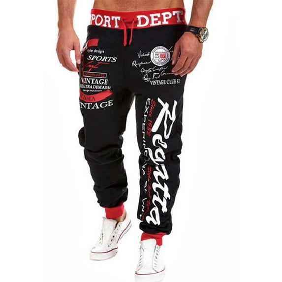 Sakmal Ankle Men'S Pants Sweatpants Red Loose Graphic Drawstring Men'S Trousers