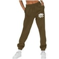 thumbnail image 1 of Sakmal Athleisure Pants Women Winter Joggers Sweatpants Floral High Waisted Full Length Brown Pants with Pockets, 1 of 4