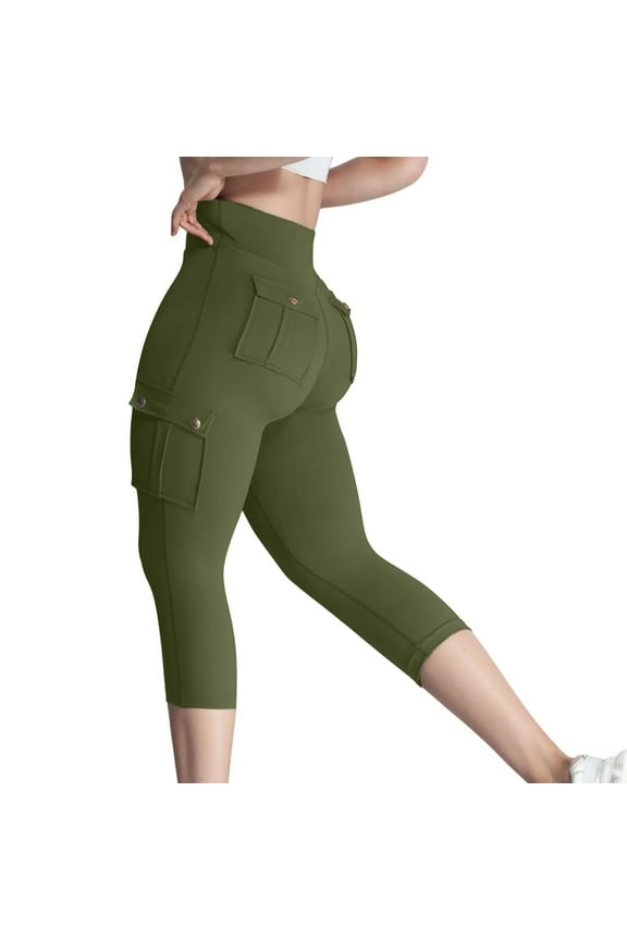 Athletic Capri Leggings for Women Plus Size Slim Leg Pants Solid Trendy Summer Women's Capris L