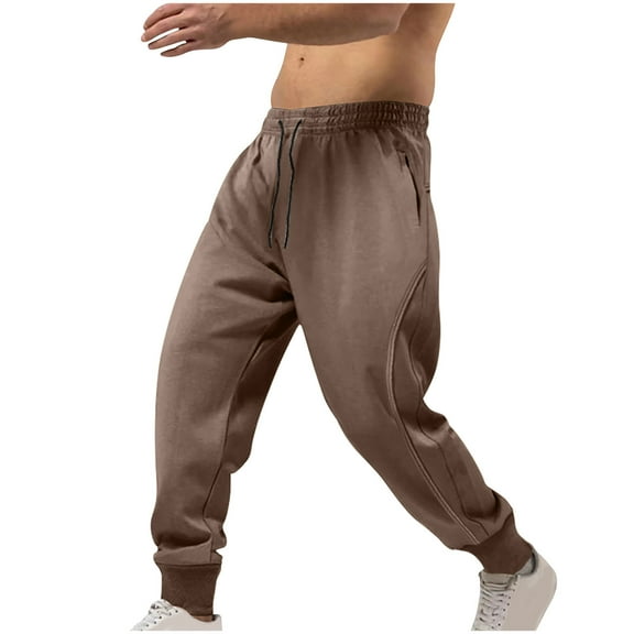 Sakmal Athletic Jogger Sweatpants Men Elastic Bottom Pants Brown Gym Outdoor Activity Mens Sweatpants M